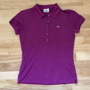 COPY - Lacoste woman's polo shirt, short sleeves, purple. Perfect condition